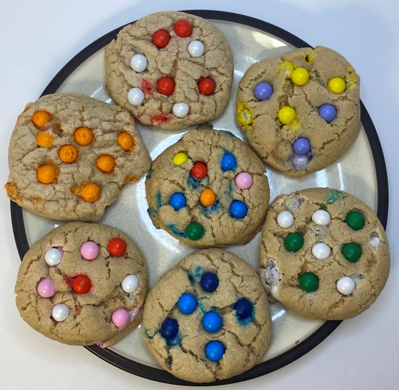 !Sixlet M&M cookies soft and chewy for any holiday special occasion carb counted plate resize